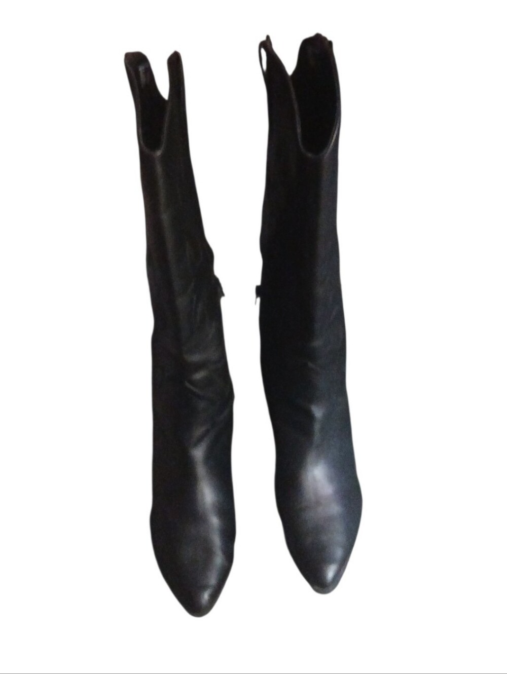 Classic Black Western Leather Mid-Calf Boots